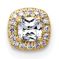 14K Yellow Gold 0.33 Carat Lab Grown Diamond VS+ F+ Cushion Complete Halo Chain Slide Pendant view 1