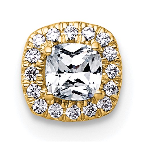 14K Yellow Gold 0.33 Carat Lab Grown Diamond VS+ F+ Cushion Complete Halo Chain Slide Pendant