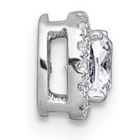 14K White Gold 0.50 Carat Lab Grown Diamond VS+ F+ Cushion Complete Halo Chain Slide Pendant view 2