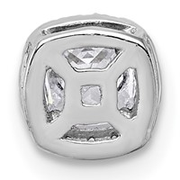 14K White Gold 0.50 Carat Lab Grown Diamond VS+ F+ Cushion Complete Halo Chain Slide Pendant view 3