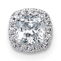 14K White Gold 0.50 Carat Lab Grown Diamond VS+ F+ Cushion Complete Halo Chain Slide Pendant view 1