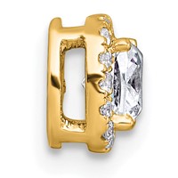 14K Yellow Gold 0.50 Carat Lab Grown Diamond VS+ F+ Cushion Complete Halo Chain Slide Pendant view 2
