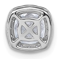 14K White Gold 1.17 Carat Lab Grown Diamond VS+ F+ Cushion Complete Halo Chain Slide Pendant view 3