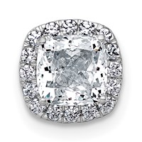 14K White Gold 1.17 Carat Lab Grown Diamond VS+ F+ Cushion Complete Halo Chain Slide Pendant view 1