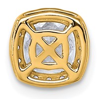 14K Yellow Gold 1.17 Carat Lab Grown Diamond VS+ F+ Cushion Complete Halo Chain Slide Pendant view 3