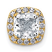 14K Yellow Gold 1.17 Carat Lab Grown Diamond VS+ F+ Cushion Complete Halo Chain Slide Pendant view 1