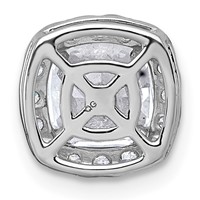 14K White Gold 1.75 Carat Lab Grown Diamond VS+ F+ Cushion Complete Halo Chain Slide Pendant view 3