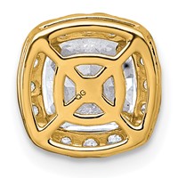 14K Yellow Gold 1.75 Carat Certified Lab Grown Diamond VS+ F+ Cushion Complete Halo Chain Slide Pendant view 3