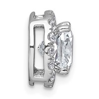 14K White Gold 2.33 Carat Lab Grown Diamond VS+ F+ Cushion Complete Halo Chain Slide Pendant view 2