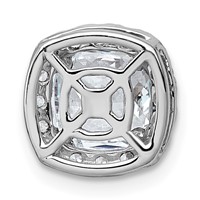 14K White Gold 2.33 Carat Lab Grown Diamond VS+ F+ Cushion Complete Halo Chain Slide Pendant view 3