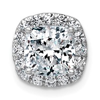 14K White Gold 2.33 Carat Lab Grown Diamond VS+ F+ Cushion Complete Halo Chain Slide Pendant view 1