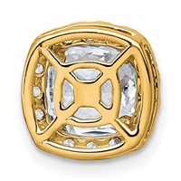 14K Yellow Gold 2.33 Carat Lab Grown Diamond VS+ F+ Cushion Complete Halo Chain Slide Pendant view 3