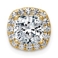 14K Yellow Gold 2.33 Carat Lab Grown Diamond VS+ F+ Cushion Complete Halo Chain Slide Pendant view 1