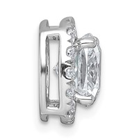 14K White Gold 3 Carat Lab Grown Diamond VS+ F+ Cushion Complete Halo Chain Slide Pendant view 2