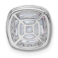 14K White Gold 3 Carat Lab Grown Diamond VS+ F+ Cushion Complete Halo Chain Slide Pendant view 3