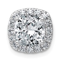 14K White Gold 3 Carat Lab Grown Diamond VS+ F+ Cushion Complete Halo Chain Slide Pendant view 1