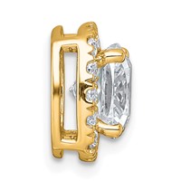 14K Yellow Gold 3 Carat Certified Lab Grown Diamond VS+ F+ Cushion Complete Halo Chain Slide Pendant view 2