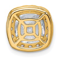 14K Yellow Gold 3 Carat Certified Lab Grown Diamond VS+ F+ Cushion Complete Halo Chain Slide Pendant view 3