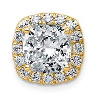 14K Yellow Gold 3 Carat Certified Lab Grown Diamond VS+ F+ Cushion Complete Halo Chain Slide Pendant view 1