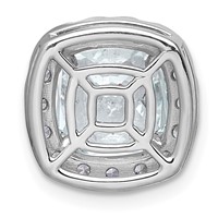 14K White Gold 3.50 Carat Certified Lab Grown Diamond VS+ F+ Cushion Complete Halo Chain Slide Pendant view 3