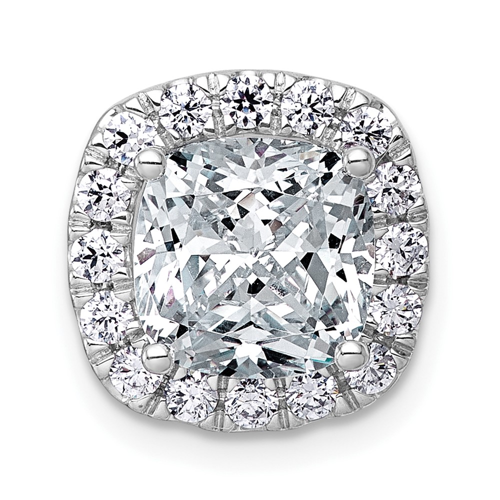 14K White Gold 3.50 Carat Certified Lab Grown Diamond VS+ F+ Cushion Complete Halo Chain Slide Pendant