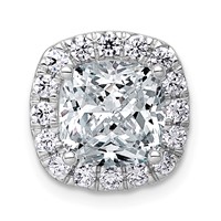 14K White Gold 3.50 Carat Certified Lab Grown Diamond VS+ F+ Cushion Complete Halo Chain Slide Pendant view 1