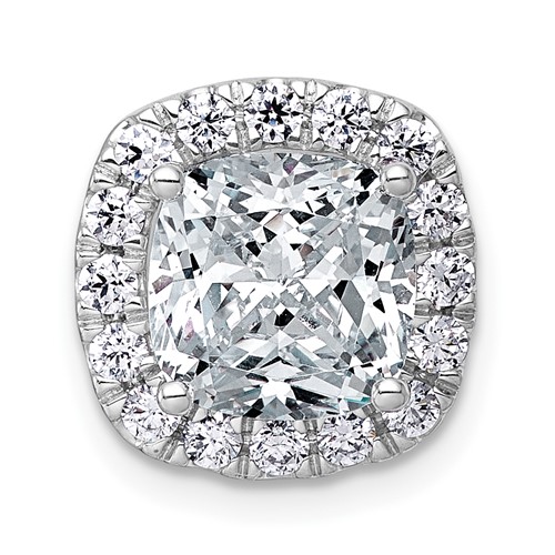 14K White Gold 3.50 Carat Certified Lab Grown Diamond VS+ F+ Cushion Complete Halo Chain Slide Pendant
