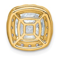 14K Yellow Gold 3.50 Carat Certified Lab Grown Diamond VS+ F+ Cushion Complete Halo Chain Slide Pendant view 3