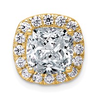 14K Yellow Gold 3.50 Carat Certified Lab Grown Diamond VS+ F+ Cushion Complete Halo Chain Slide Pendant view 1