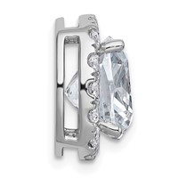 14K White Gold 4.62 Carat Certified Lab Grown Diamond VS+ F+ Cushion Complete Halo Chain Slide Pendant view 2