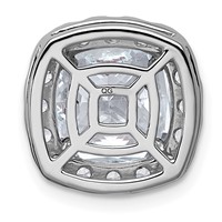 14K White Gold 4.62 Carat Certified Lab Grown Diamond VS+ F+ Cushion Complete Halo Chain Slide Pendant view 3