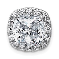 14K White Gold 4.62 Carat Certified Lab Grown Diamond VS+ F+ Cushion Complete Halo Chain Slide Pendant view 1