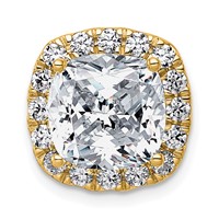 14K Yellow Gold 4.62 Carat Certified Lab Grown Diamond VS+ F+ Cushion Complete Halo Chain Slide Pendant view 1
