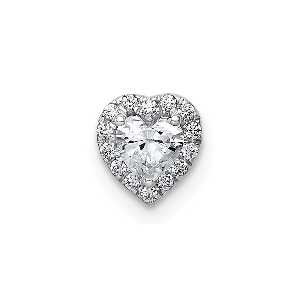 14K White Gold 0.33 Carat Lab Grown Diamond VS+ F+ Heart Complete Halo Chain Slide Pendant