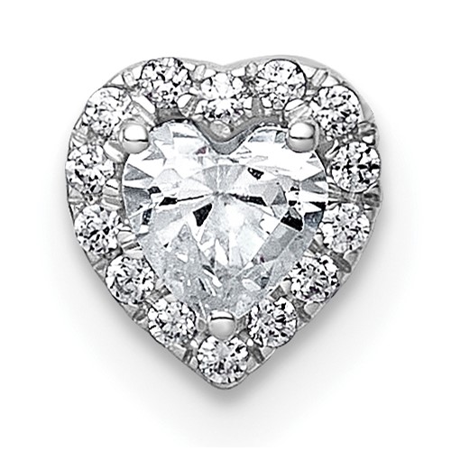 14K White Gold 0.33 Carat Lab Grown Diamond VS+ F+ Heart Complete Halo Chain Slide Pendant