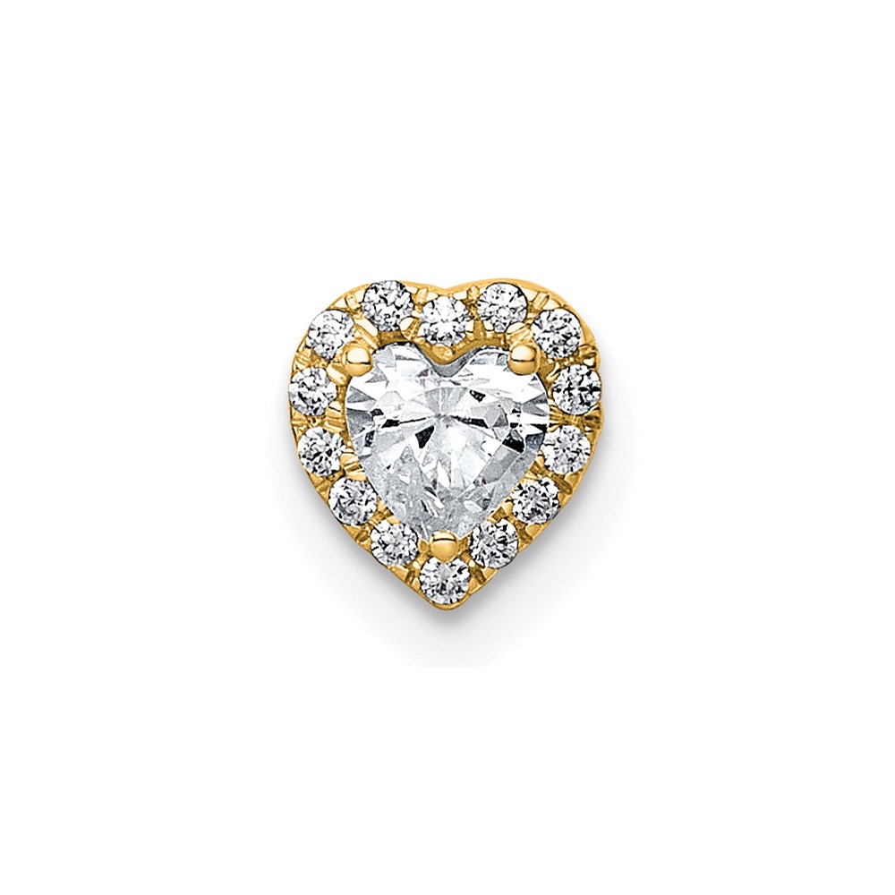 14K Yellow Gold 0.33 Carat Lab Grown Diamond VS+ F+ Heart Complete Halo Chain Slide Pendant