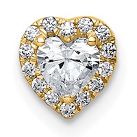 14K Yellow Gold 0.33 Carat Lab Grown Diamond VS+ F+ Heart Complete Halo Chain Slide Pendant view 1