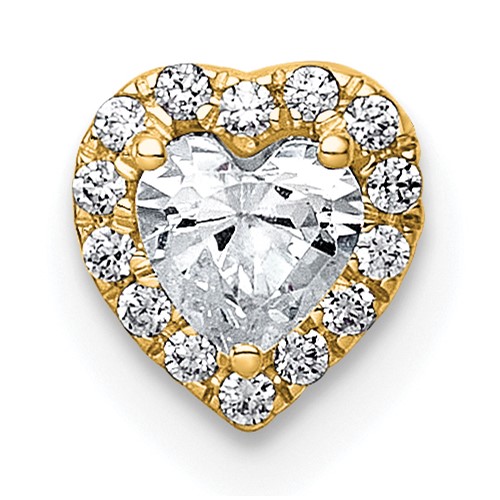 14K Yellow Gold 0.33 Carat Lab Grown Diamond VS+ F+ Heart Complete Halo Chain Slide Pendant