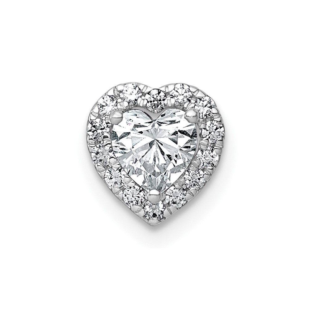14K White Gold 0.62 Carat Lab Grown Diamond VS+ F+ Heart Complete Halo Chain Slide Pendant