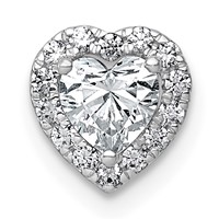 14K White Gold 0.62 Carat Lab Grown Diamond VS+ F+ Heart Complete Halo Chain Slide Pendant view 1