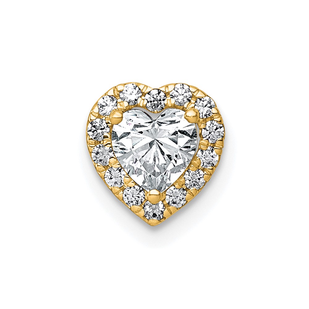 14K Yellow Gold 0.62 Carat Lab Grown Diamond VS+ F+ Heart Complete Halo Chain Slide Pendant
