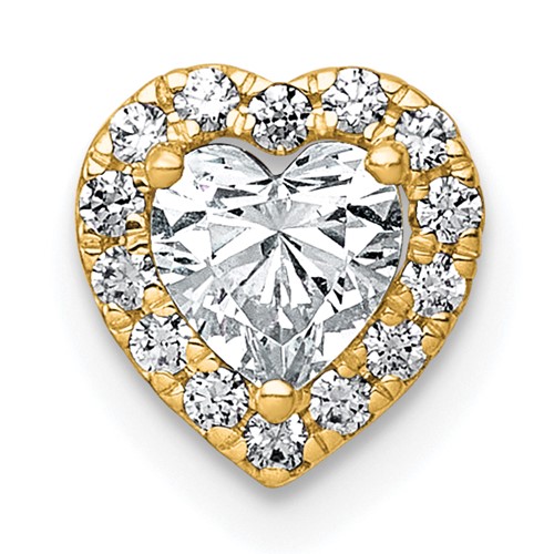 14K Yellow Gold 0.62 Carat Lab Grown Diamond VS+ F+ Heart Complete Halo Chain Slide Pendant