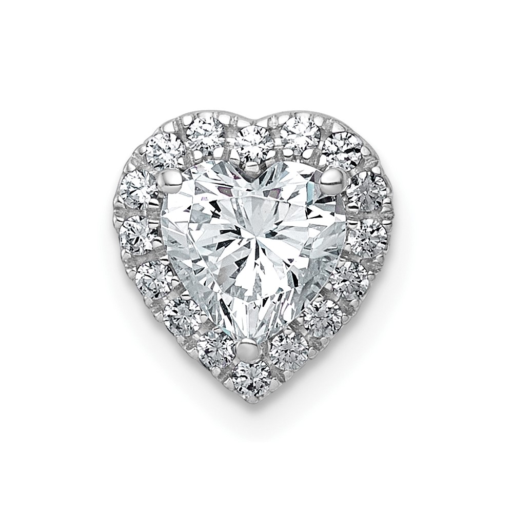 14K White Gold 1.20 Carat Certified Lab Grown Diamond VS+ F+ Heart Complete Halo Chain Slide Pendant