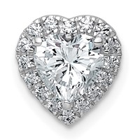 14K White Gold 1.20 Carat Certified Lab Grown Diamond VS+ F+ Heart Complete Halo Chain Slide Pendant view 1