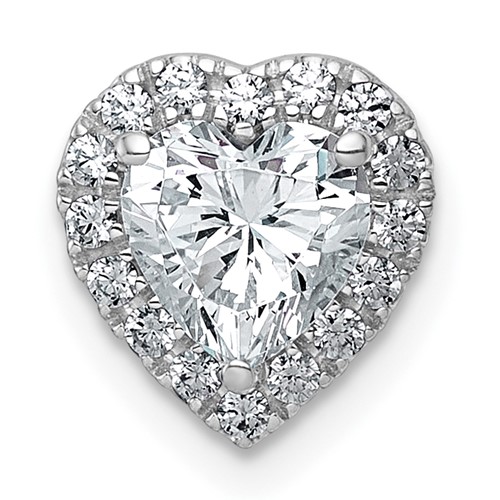 14K White Gold 1.20 Carat Certified Lab Grown Diamond VS+ F+ Heart Complete Halo Chain Slide Pendant
