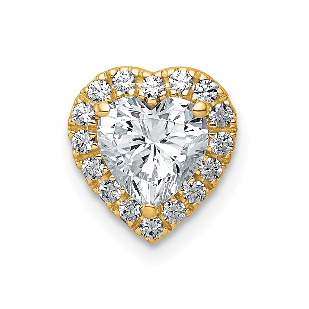 14K Yellow Gold 1.20 Carat Certified Lab Grown Diamond VS+ F+ Heart Complete Halo Chain Slide Pendant
