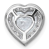 14K White Gold 1.75 Carat Lab Grown Diamond VS SI+ G+ Heart Complete Halo Chain Slide Pendant view 3