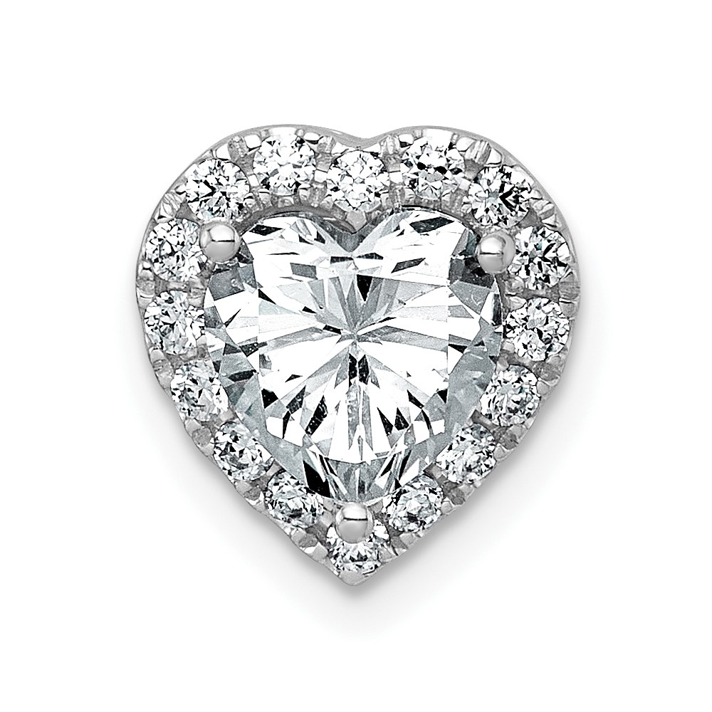 14K White Gold 1.75 Carat Lab Grown Diamond VS SI+ G+ Heart Complete Halo Chain Slide Pendant