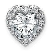 14K White Gold 1.75 Carat Lab Grown Diamond VS SI+ G+ Heart Complete Halo Chain Slide Pendant view 1