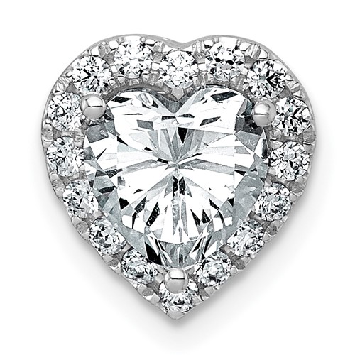 14K White Gold 1.75 Carat Certified Lab Grown Diamond VS+ F+ Heart Complete Halo Chain Slide Pendant
